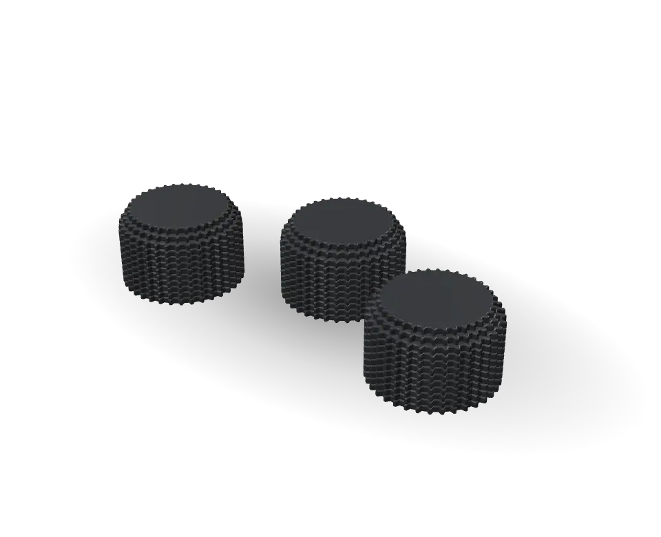 Knurled Knobs, set of 4 in Jet black